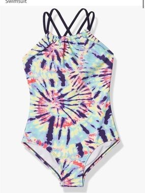NWT Kanu Surf Girls Jasmine Beach Sport Halter One Piece Swimsuit 6X Tie-dyed